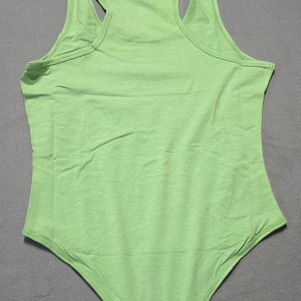Zenana Lime Green Sleeveless Cotton Bodysuit Sizes S,M,L,XL New In Poly Bag - Picture 3 of 8